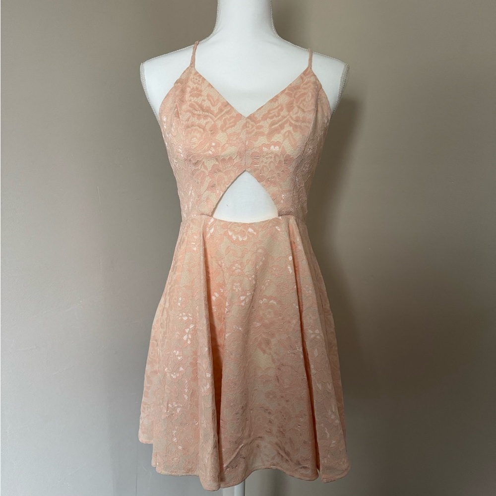 Elegant Peach Lace Dress